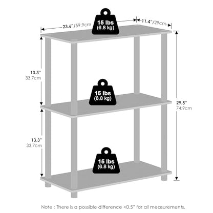 Turn-N-Tube Book Shelf, 3-Tier Bookshelf, Bookcase with Multipurpose Compact Display Rack, 11.6 x 23.6 x 29.6, for Living Room, Bedroom, Home Office, Dark Cherry