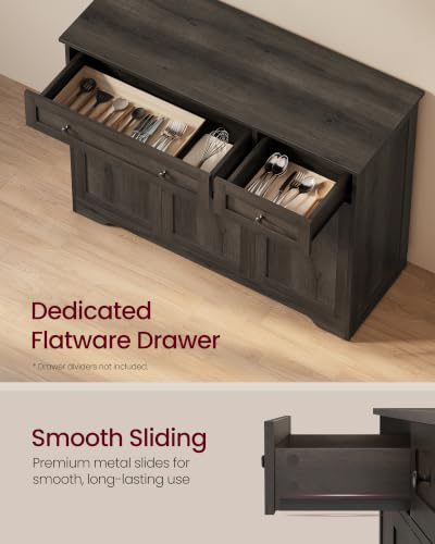 VASAGLE Buffet Cabinet, Sideboard, 3 Doors, 42.1 x 15.8 x 31.8 Inches, view 6