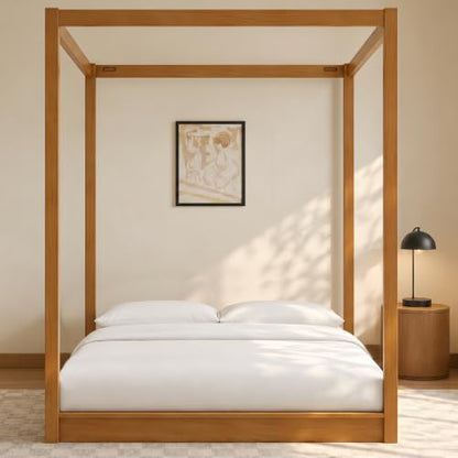 Queen Canopy Bed Frame, Modern Four Poster Platform Bed, view 8