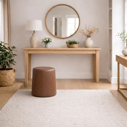 17" Organic Shape Ottoman - Chestnut Faux Leather