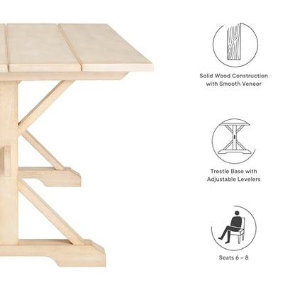 Windchime 71Inch Dining Table Solid Wood Natural Finish Modern Kitchen Room Entertaining Home Furniture Quality Stylish Elegant Durable Refined Versatile Contemporary