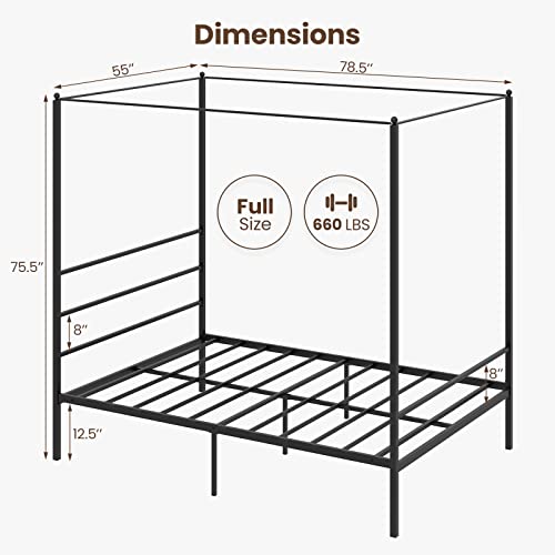 Full Size Metal Canopy Bed Frame, view 3