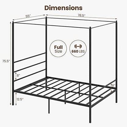 Full Size Metal Canopy Bed Frame, view 3