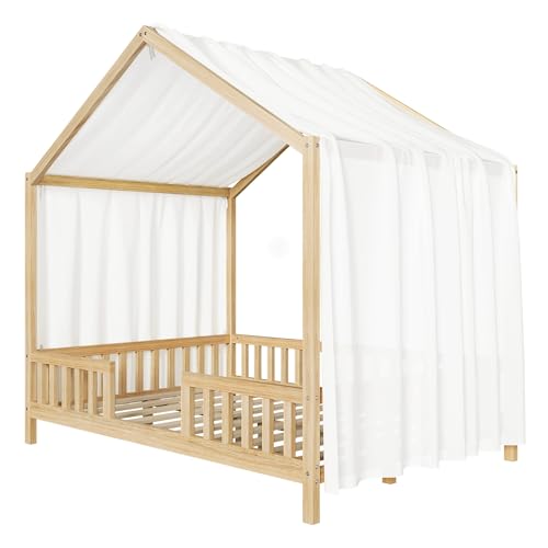 Full Size Montessori Toddler Floor Bed with Canopy and Roof, view 6