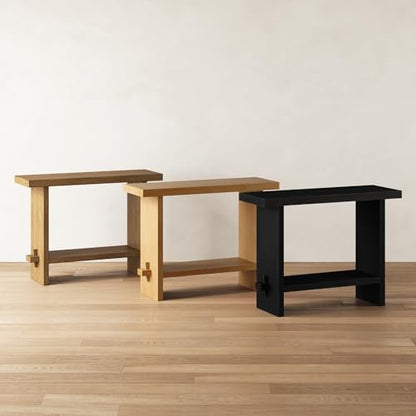 Nathan James Virgo Wood Accent Storage Console Sofa Table, for Entryway, Hallway or Living Room, Reclaimed Black Oak