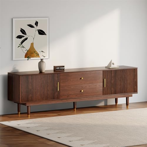 66.9" Mid Century Modern TV Stand for 75 inch TV for Living Room, Walnut, view 2