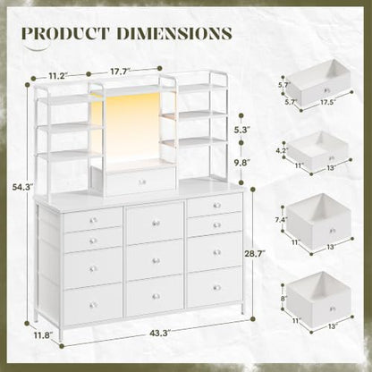 White Dresser for Bedroom with RGB LED Lights, Vanity Organizer, view 3