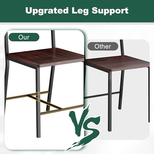 Kitchen Table Chairs Set of 4, Dining Table Set for 4 with Bench and Chairs, 4 Pieces Kitchen Table Set with Storage Rack & Metal Frame for Small Space, Dark Walnut