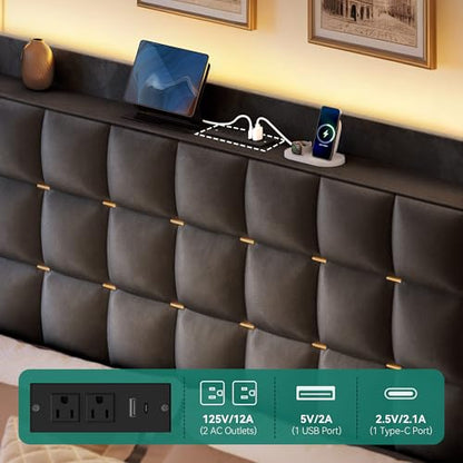 King Size Bed Frame with 3 Storage Drawers and RGB LED Lights, view 7