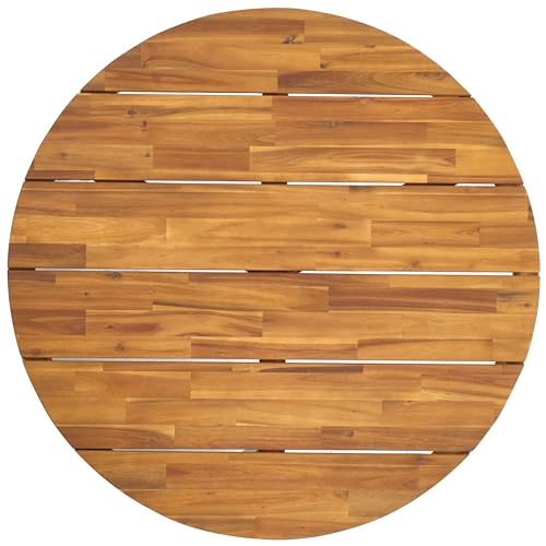 SAFAVIEH Outdoor, Leo Round Coffee Table, Natural & Black, Solid Wood, view 6