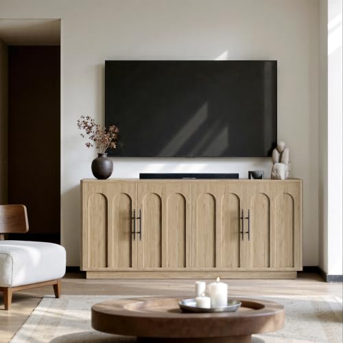 67" Arched Oak Sideboard Buffet Cabinet with Storage, view 5