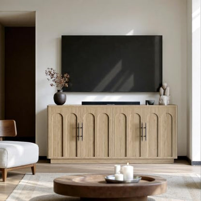 67" Arched Oak Sideboard Buffet Cabinet with Storage, view 5