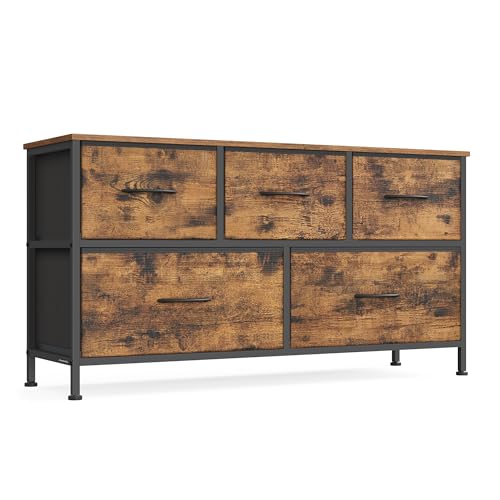 SONGMICS Dresser for Bedroom, Wide Dresser with 5 Fabric Drawers, view 2