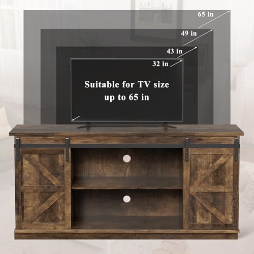 58" TV Stand for TVs up to 65", Sliding Barn Doors, Barnwood, view 3