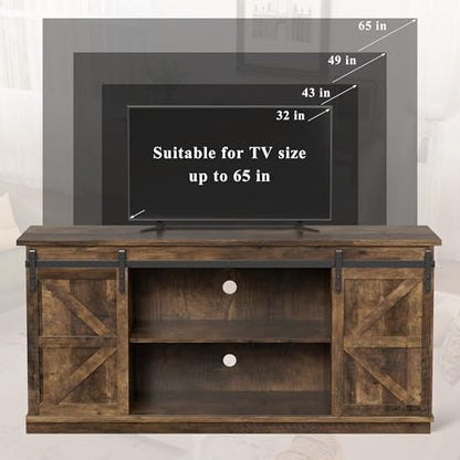 58" TV Stand for TVs up to 65", Sliding Barn Doors, Barnwood, view 3
