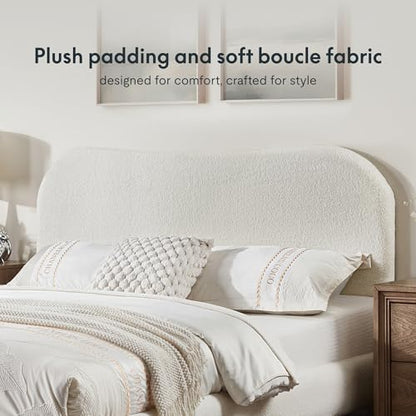 FLEXISPOT Queen Size Boucle Bed Frame with Charging Station&Light, White, view 4
