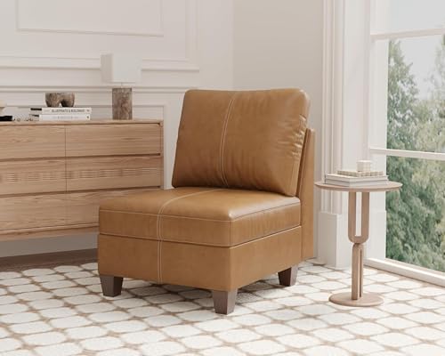 Faux Leather Modular Sectional Sofa with Storage, Mid Century Modern Sectional Couches for Living Room, Accessories, Middle Armless Chair Sectional, Brown