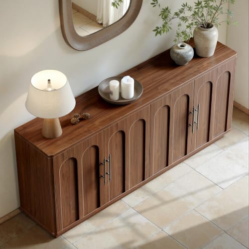 67" Arched Walnut Sideboard Buffet Cabinet with Storage, view 4