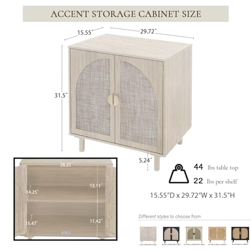 2-Door Storage Cabinet with Textured Woven Doors, Modern Sideboard Buffet for Small Spaces & Apartments, Accent Cabinet with Adjustable Shelf for Moving Season for Living Dining Room