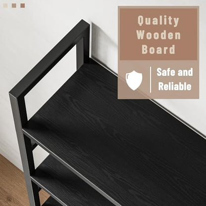 70x70” Triple 5 Tier Book Shelf, Large Wooden Bookcase with 17 Open Display Shelf, Modern Tree Bookshelf Metal Frame Tall Book Case Furniture for Living Room Bedroom Home Office Black