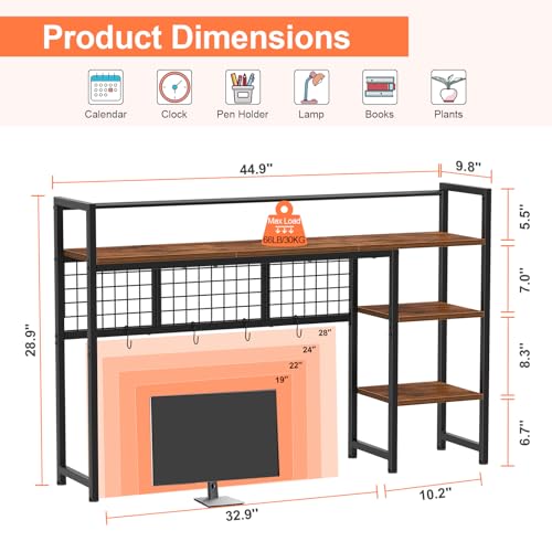Desk Shelf, 44.9" Desktop Organizer Shelf, Desk Hutch for Computer Monitor, view 4