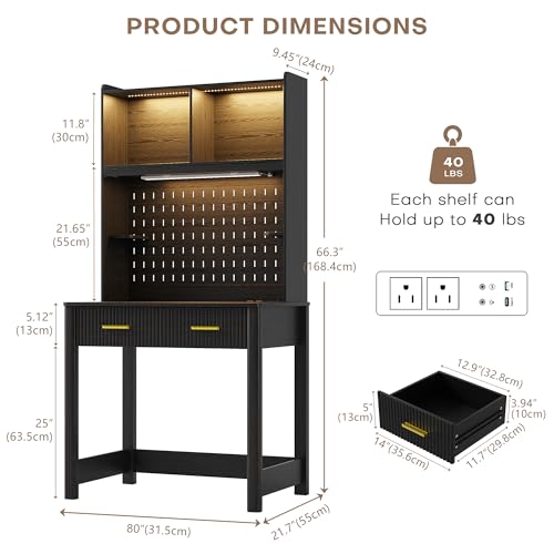 Small Study Desk with Drawers and Reading Lights for Compact Space, view 3