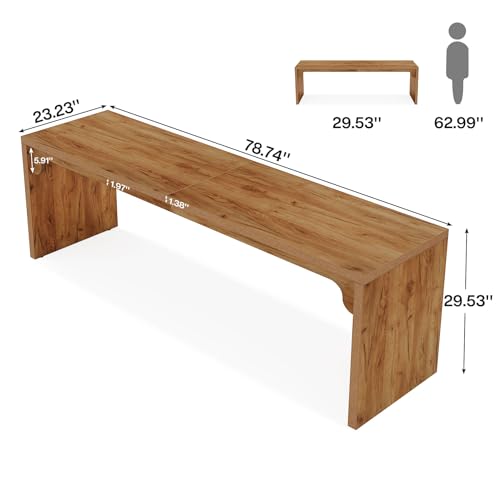 Tribesigns 78.7-Inch Extra Long Desk, Two Person Long Computer Desk, Double Writing Table for Home Office, Light Walnut Brown