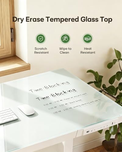 Glass Standing Desk with Drawer, 48 x 24 inch Electric Standing Desk, view 5