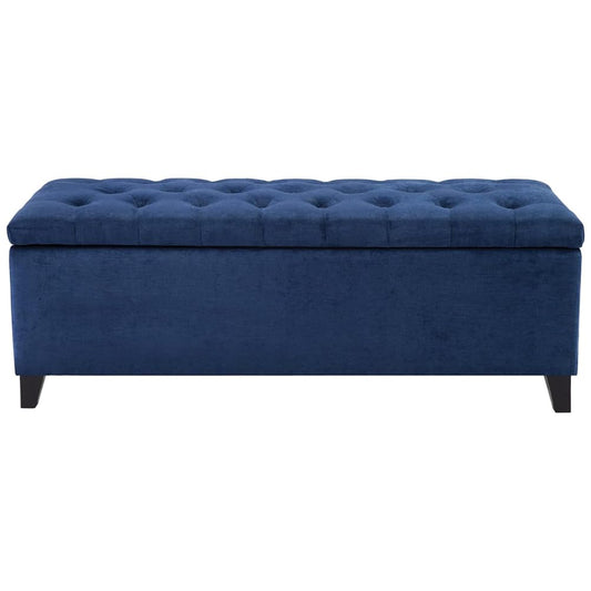Contemporary Style Shandra Storage Ottoman Tufted Design with Top Upholstered Bench Foot Rest for Bedroom and Living Room Decor, Medium, Navy