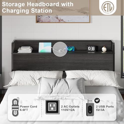 King Size Lift Up Storage Bed Frame with Charging Station, view 7
