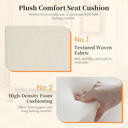 50" Ottoman Bench with Storage, Upholstered Seating Foot Rest Stool Furniture for Bedroom, Living Room, Entryway, White