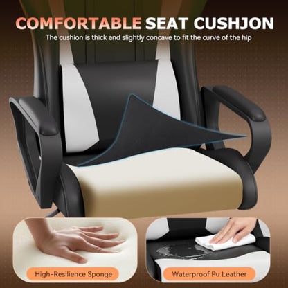 Ergonomic Gaming Chair for Adults, Video Game Chair, White, view 7