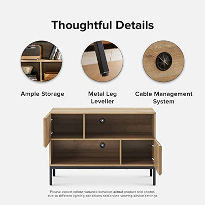 Norwin Entryway Table, Sturdy Modern Rustic Industrial Farmhouse Sofa Table, Display Storage Shelf, Accent Cabinet, Oak Wood TV Stand, Entertainment Center, Media Console, Living Room (Single)