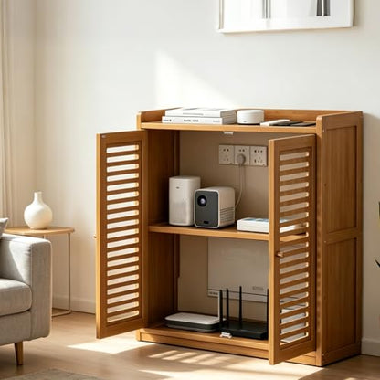 Wifi Router Storage Cabinet with Adjustable Shelves, 2-Tier Storage, view 2