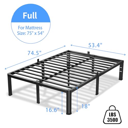 Full Bed Frame with Round Corners 18 Inch No Box Spring, view 4