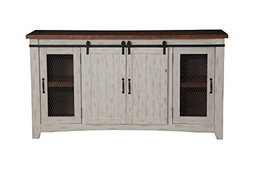 Martin Svensson Home Rustic 65" Wood Entertainment Center, White and Honey, view 2