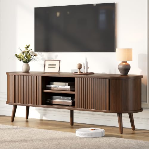58" Mid Century Modern TV Stand for TVs up to 60 Inch, TV Console, Walnut, view 2