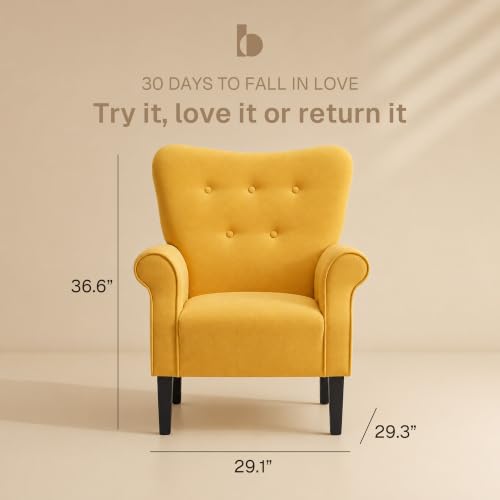Modern Accent Chair, High Back Armchair, Upholstered Wingback Side Chair, view 4