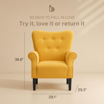Modern Accent Chair, High Back Armchair, Upholstered Wingback Side Chair, view 4
