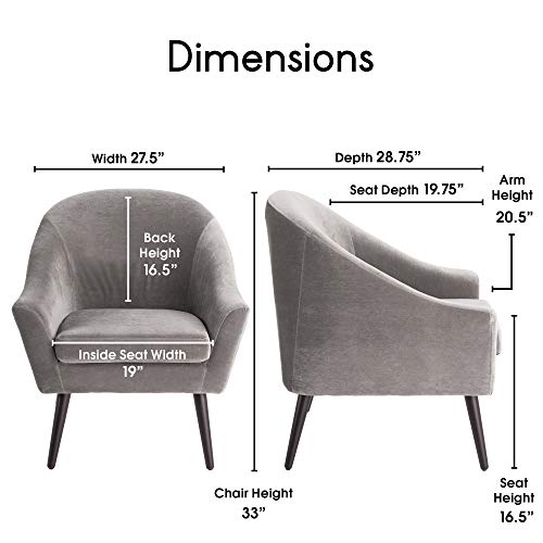 CHR10017A Elle Décor Laurel Accent Chair, Gray
