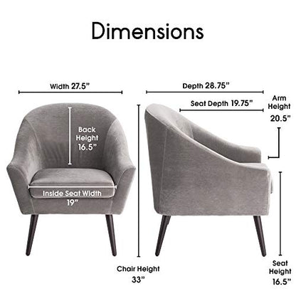 CHR10017A Elle Décor Laurel Accent Chair, Gray