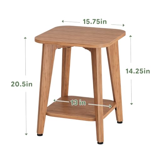 Rustic Walnut 2-tier side table with tapered legs and curved edge, view 4