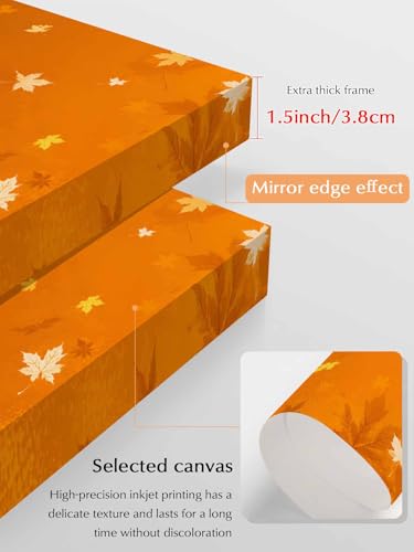 NuYeBiofx Orange Maple Leaf Thanksgiving Canvas Wall Art Prints,30"x20" Framed Picture Artwork Fall Country Leaves Printed Canvas Oil Painting for Living Room Bedroom Office,Ready to Hang