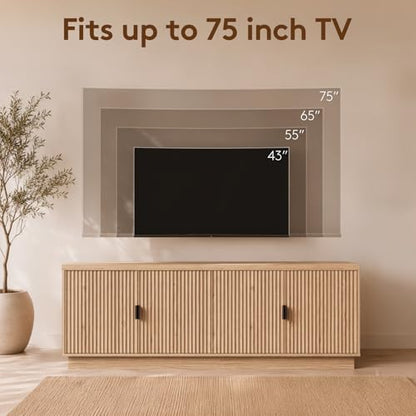 Fluted TV Stand for up to 75" TVs, 68" Entertainment Center with 4 Doors, view 5