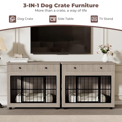 Dog Crate Furniture-Farmhouse Dog Kennel with Drawers, 40 Inch, view 5