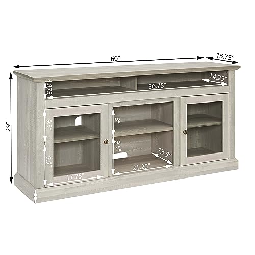 Farmhouse TV Stand for 65 Inch TV, Wide Entertainment Center Gray, view 3