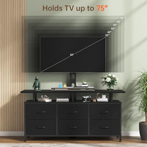 Black TV Stand with Mount for 32/45/55/60/65/75 inch TVs, view 4