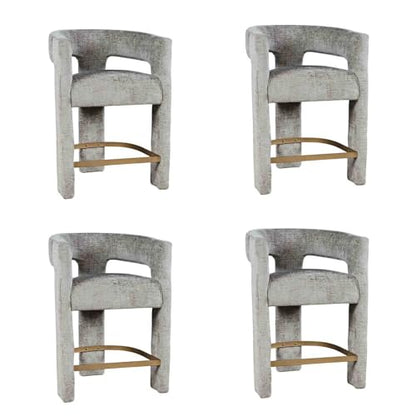 Jofran Gwen Gray Upholstered Counter Stool with Arms – Versatile Barstools – Stylish Seating for Kitchen Dining Room or Home Bar, Natural, Modern Counter Stools,Set of 4