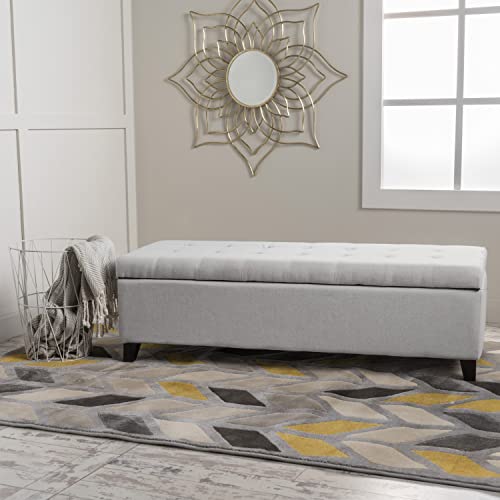 Mission Fabric Storage Ottoman, Light Grey