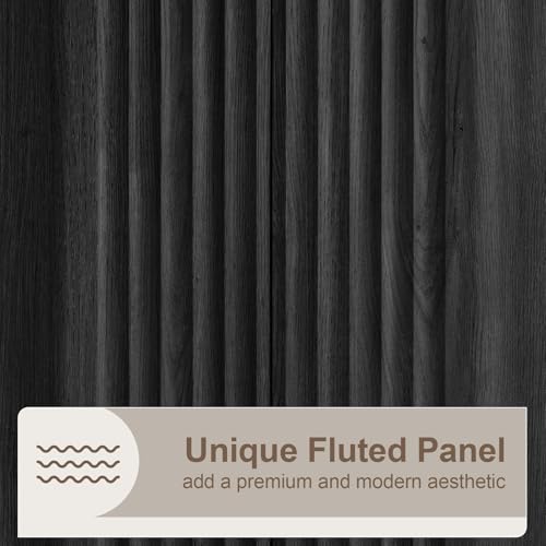 Fluted Buffet Cabinet with Storage, 94.5" Accent Sideboard Credenza, view 4